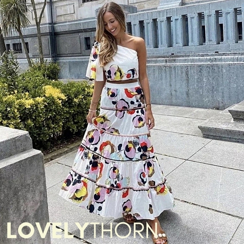 ZARA // ltd ed blogger favorite parisian-chic long a-line printed ric rac skirt - Picture 7 of 16